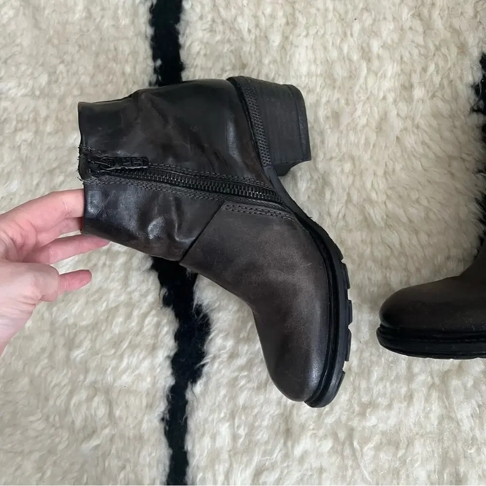 A.S. 98 Distressed Leather Moto Booties